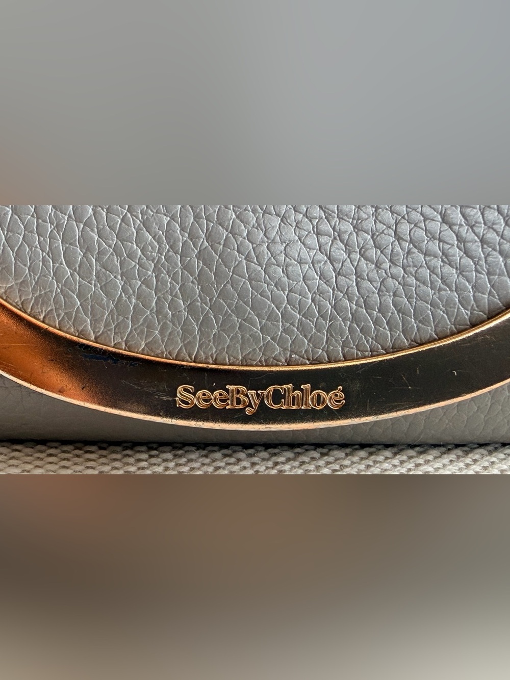 SEE BY CHLOÉ Gray Pebbled Leather Compact Trifold Wallet Gold Hardware - Picture 10 of 10